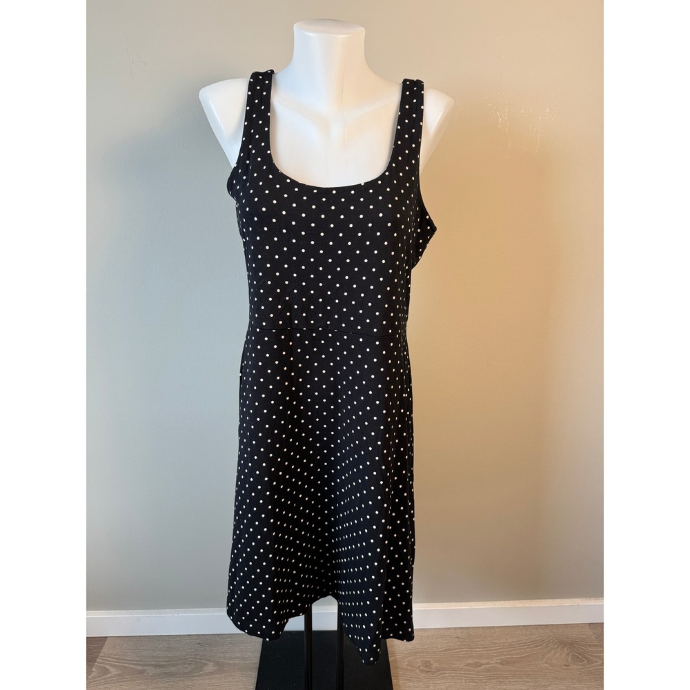 Old Navy Black Polka Dot Sleeveless Fit and Flare Knit Mini Dress Womens Large